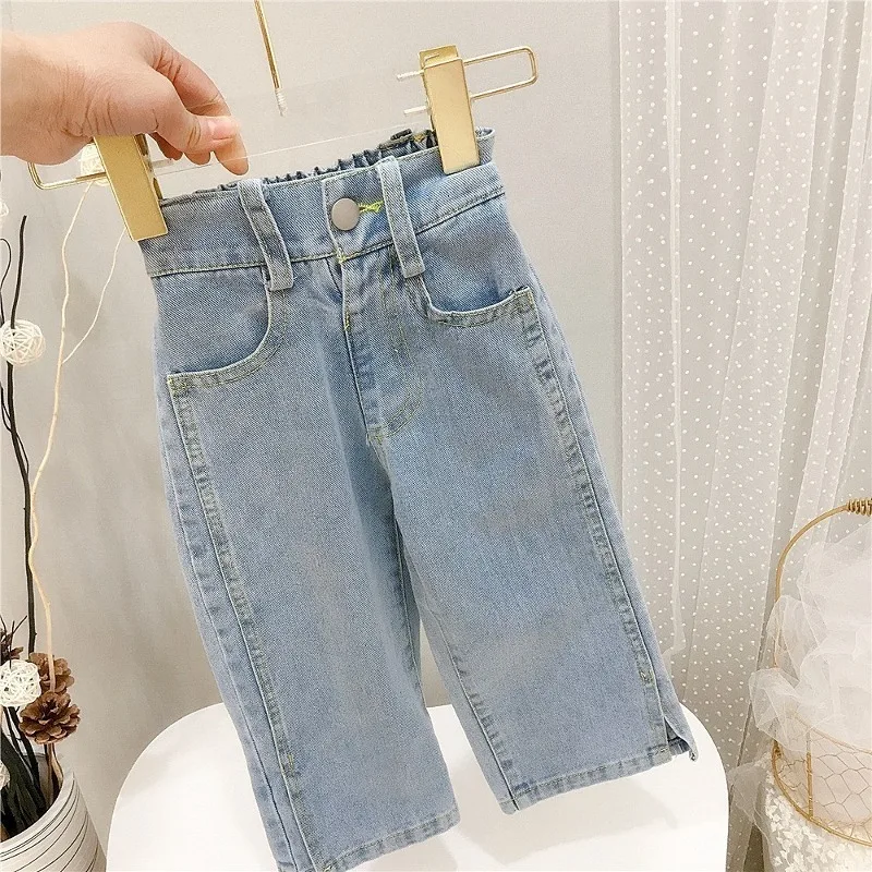 ネオンステッチストレートワイドデニムパンツ