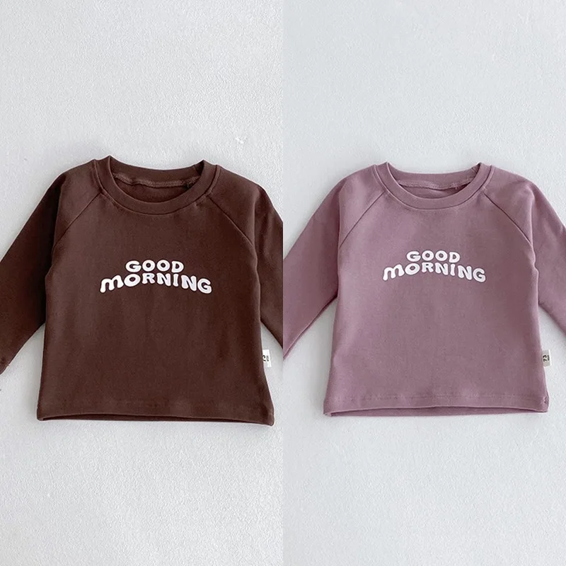 グッドモーニングロゴプリント長袖Tシャツ