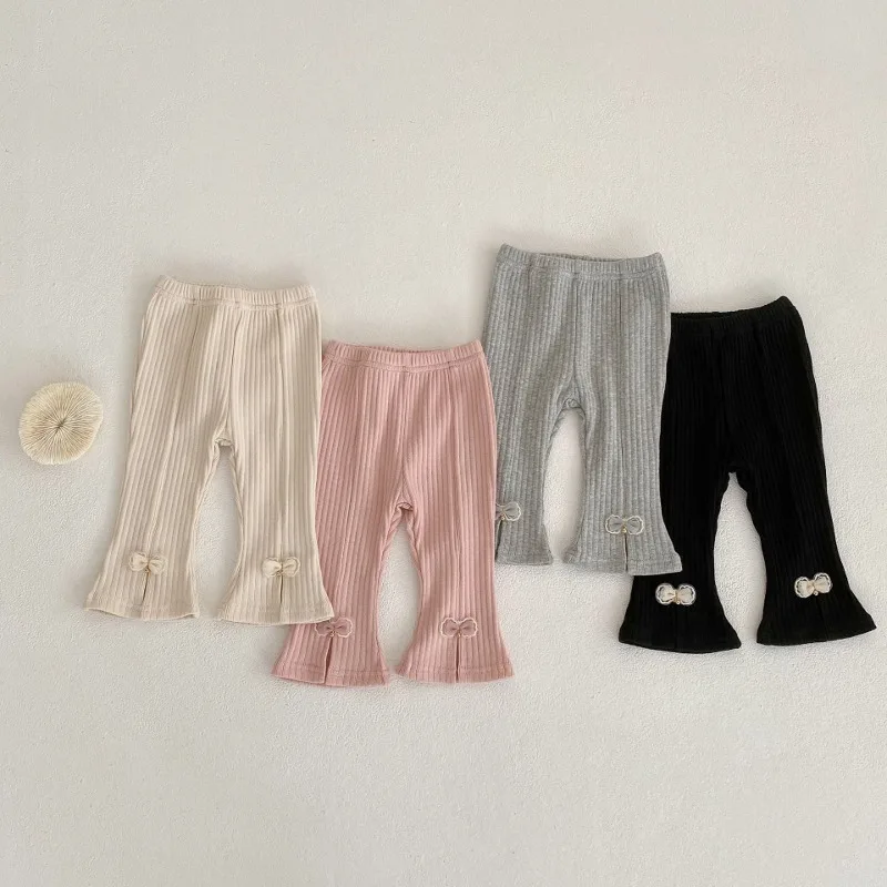 【BABY】リボンリブスリットフレアレギンスパンツ