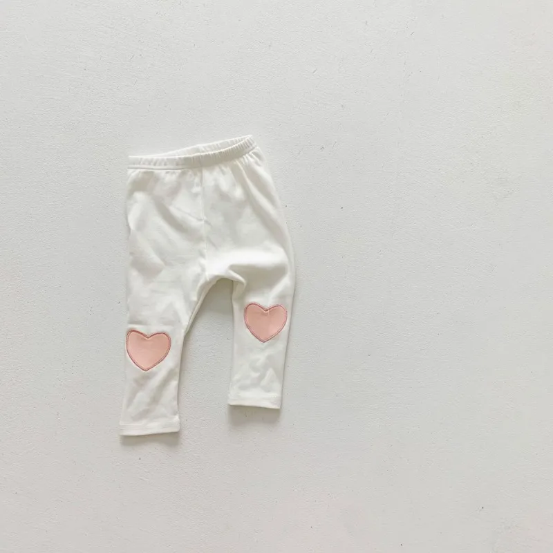 膝ハート刺繍ポイントベビーレギンスパンツ
