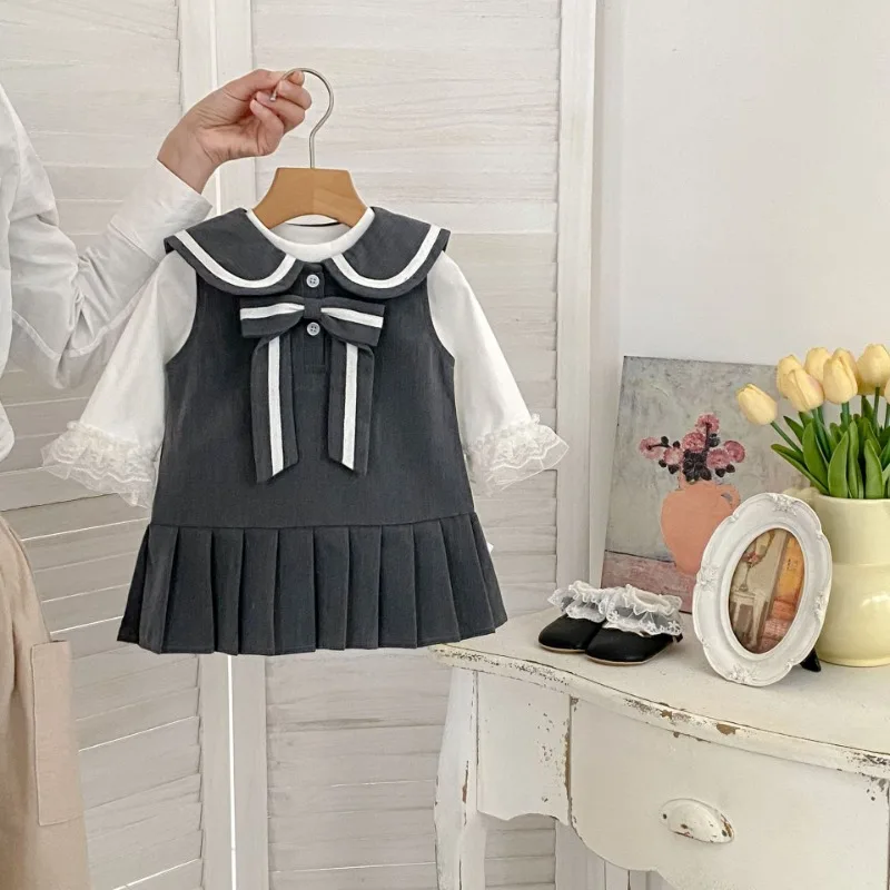 カレッジ風リボンTシャツワンピースセット