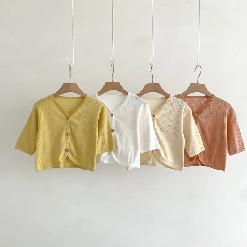 シンプル夏用薄手メッシュサマーカーディガン