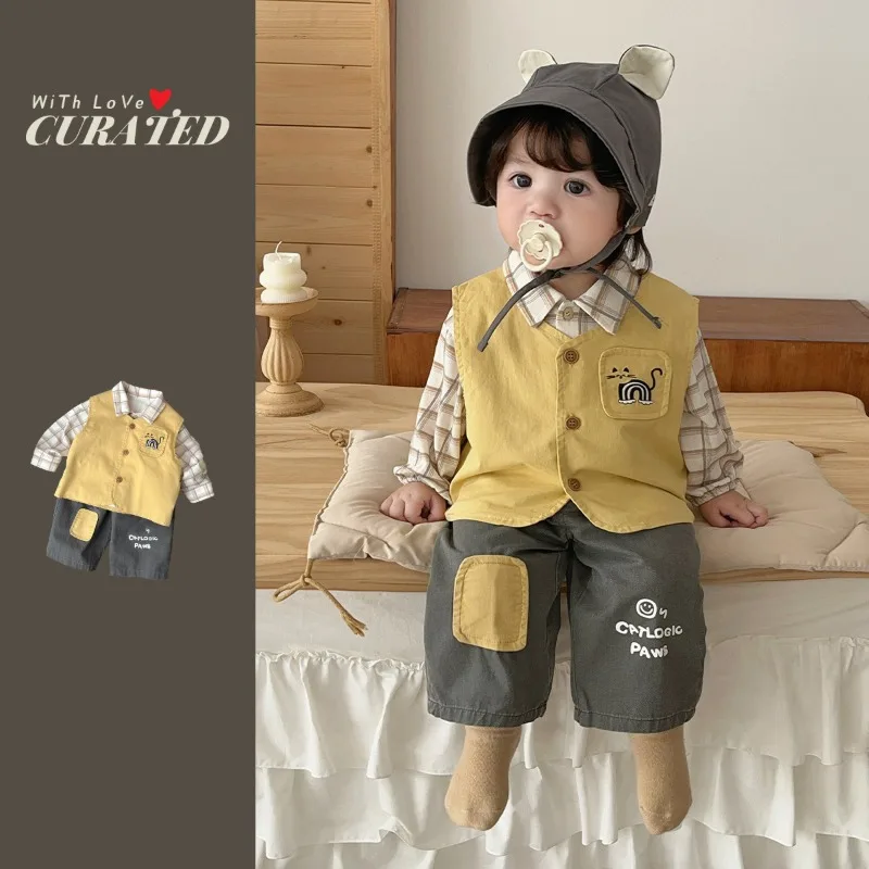 レインボーキャットベストシャツロングパンツ3点セット