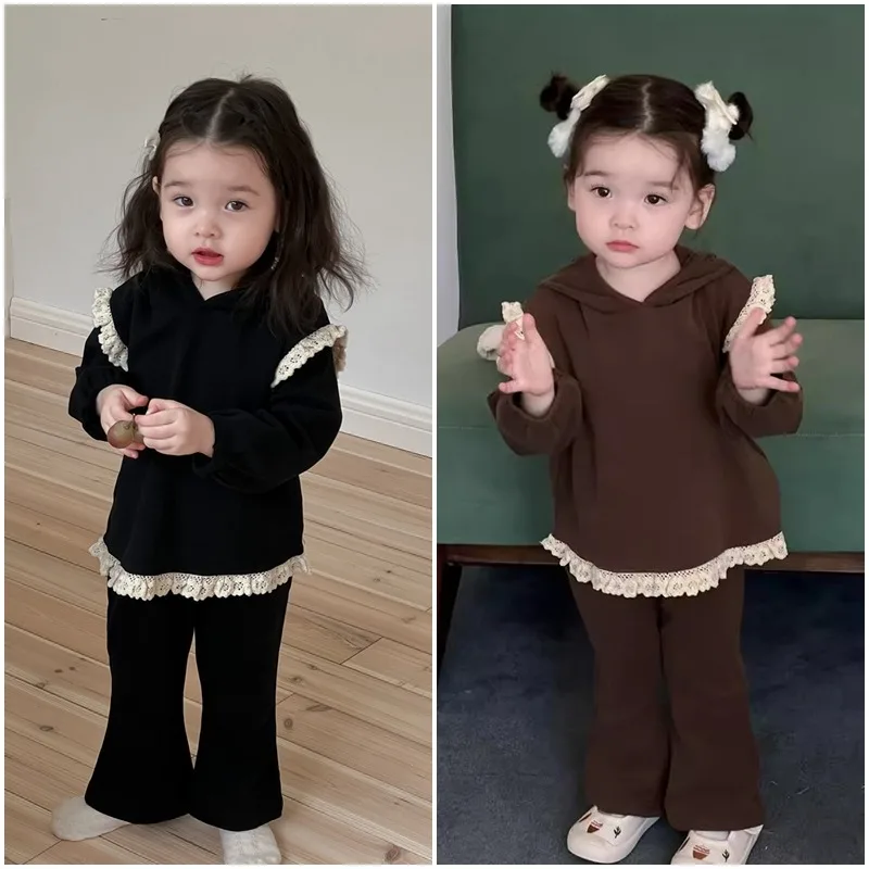 レースフリル付きパーカー上下セット
