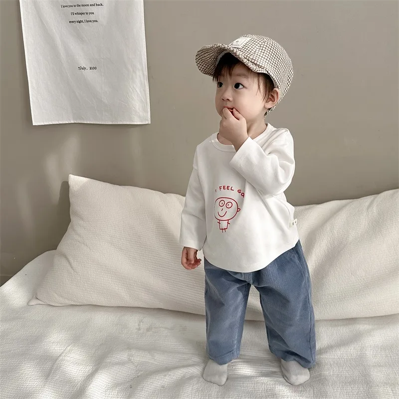 スマイルプリント長袖Tシャツロングパンツセット