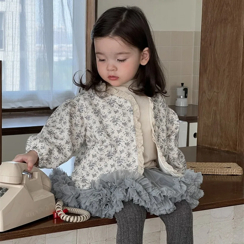 小花柄フラワーシュシュレースフリルアウター