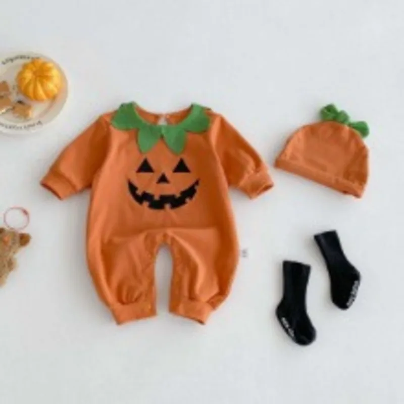 スマイルパンプキンロンパース帽子セット