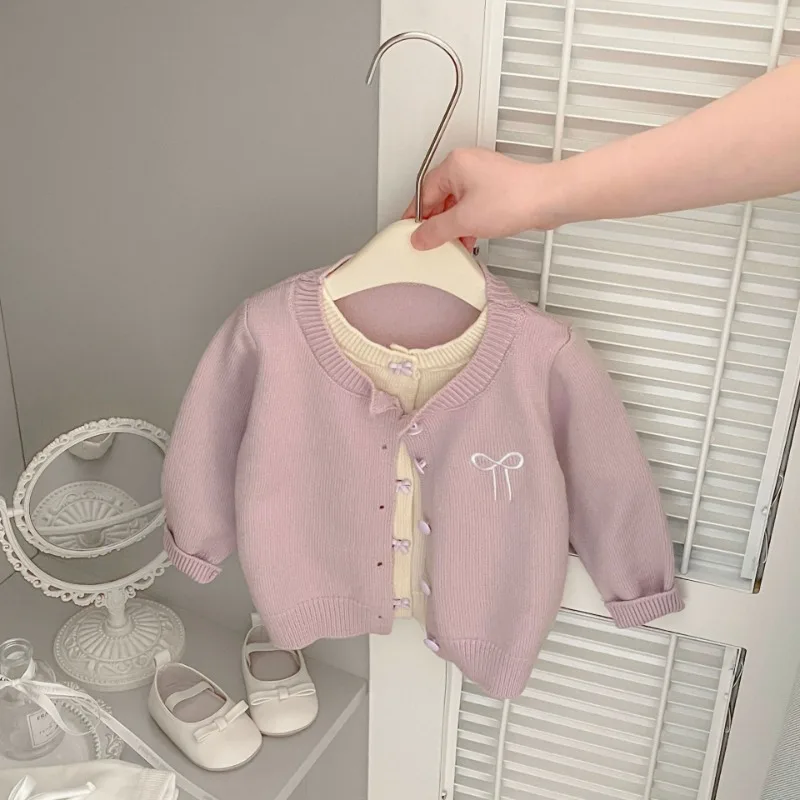 【BABY】キャンディリボンフェイクレイヤードカーディガン