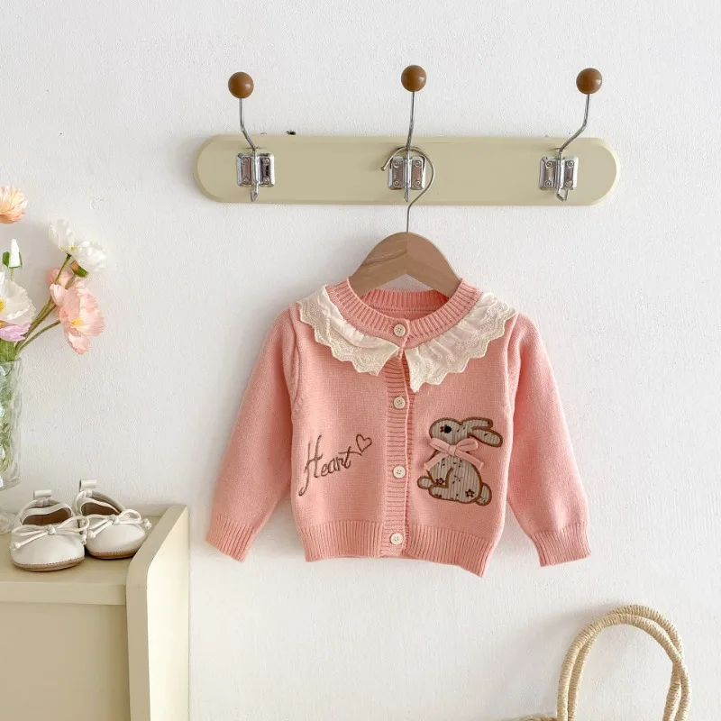 ピンキーハートうさぎ刺繍ニットカーディガン
