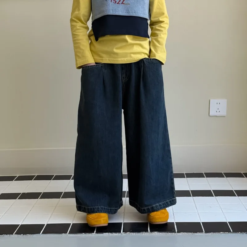 ハートデザインゆったりワイドデニムパンツ