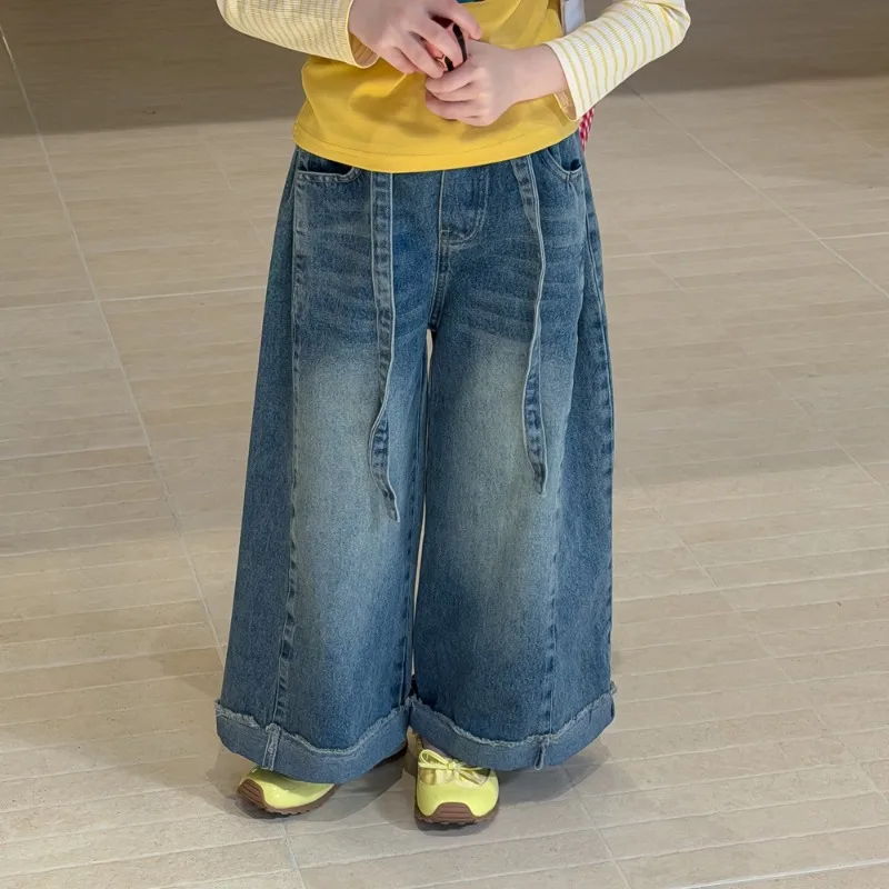 ヴィンテージ風バタフライワイドデニムパンツ