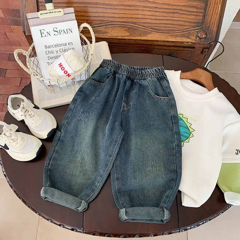 スクールカジュアルワイドデニムパンツ