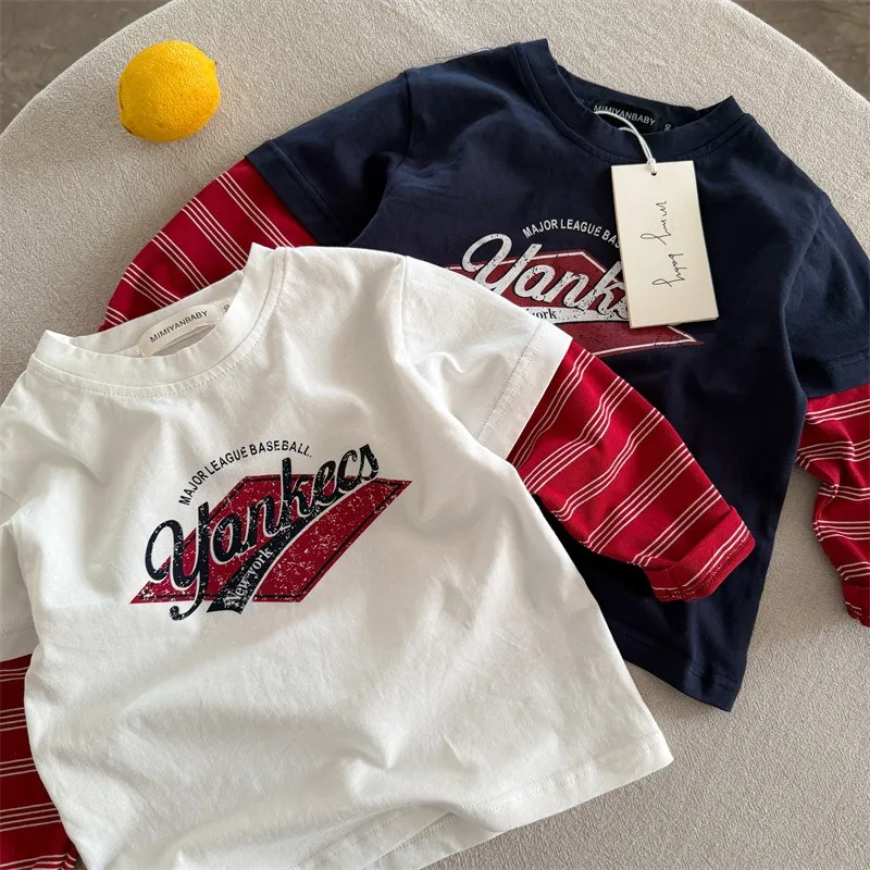 ベースボールロゴレイヤード風長袖Tシャツ