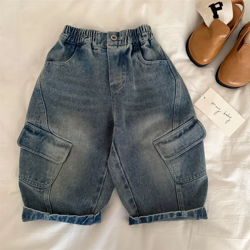 サイドポケットデニムカーゴワークパンツ