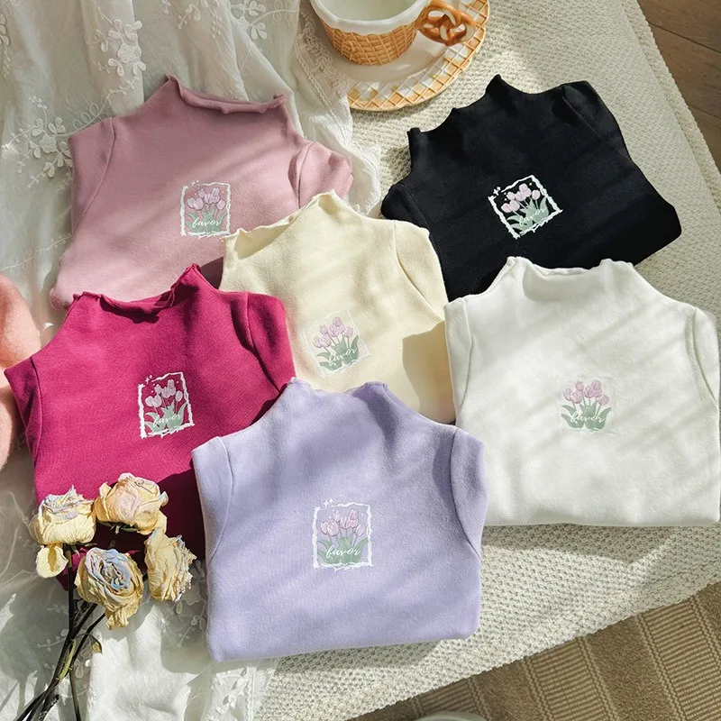 トゥインクルチューリッププリントハイネックTシャツ