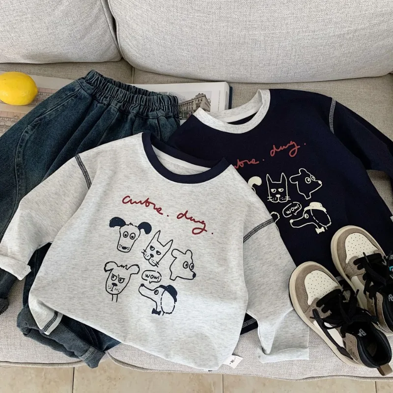 ワウシニカルドッグプリント長袖Tシャツ