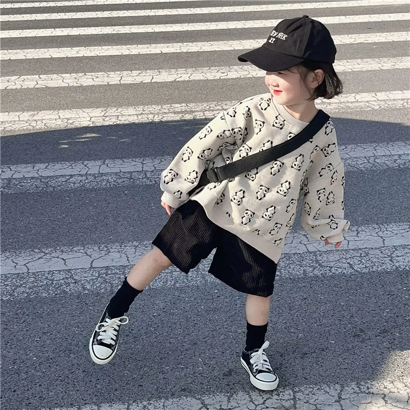 パンダ柄スウェットハーフパンツセットアップ