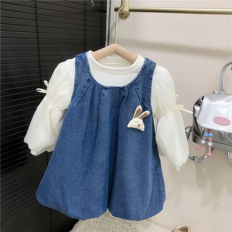 うさぎモチーフTシャツデニムワンピースセット