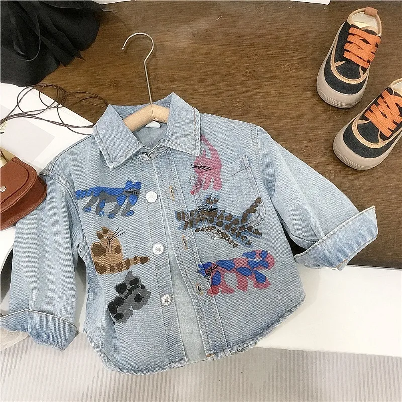 キャットドローイングデニムジャケット