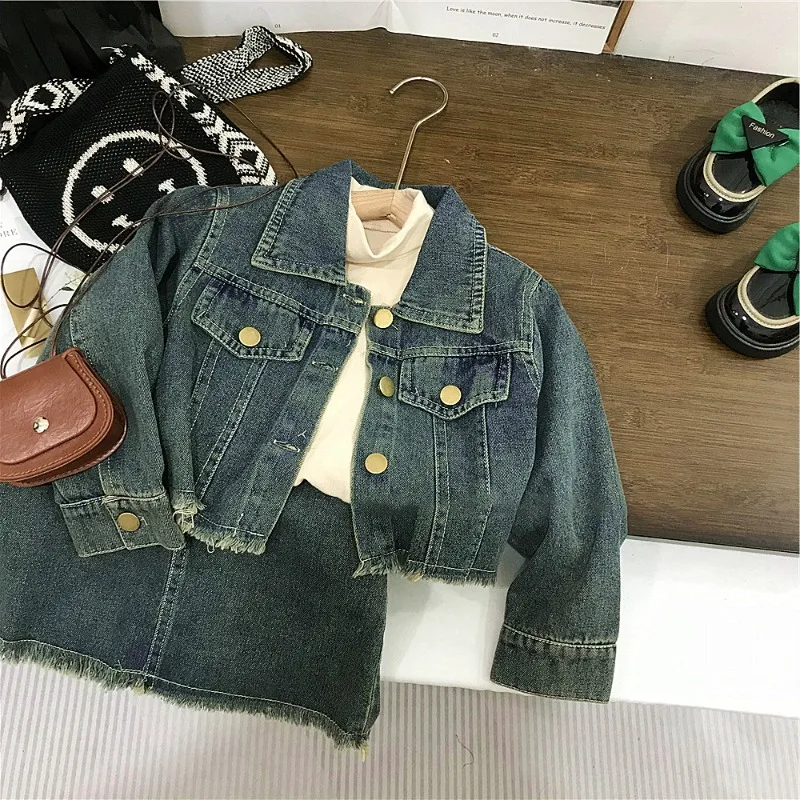 ヴィンテージ風デニムジャケットスカートセットアップ