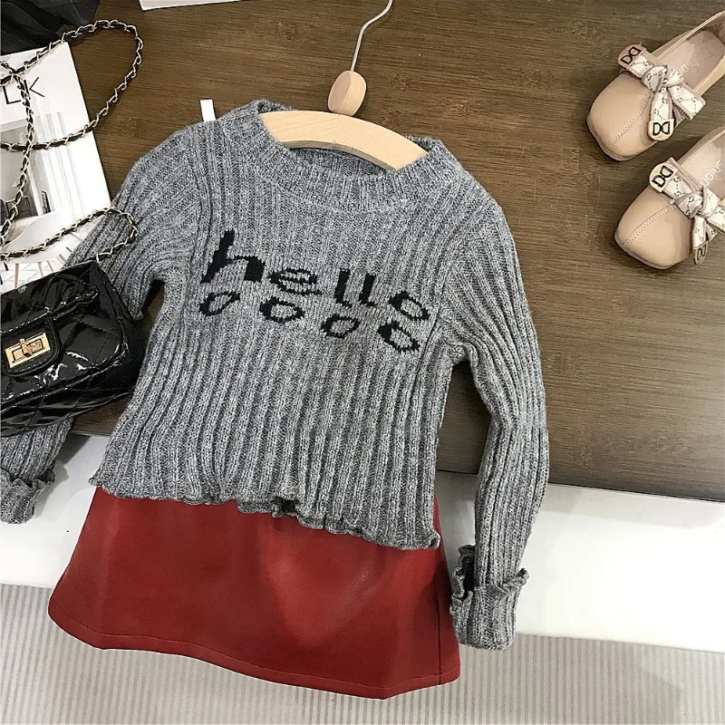 【セット】プレッピー グレーニット & スカート セットアップ可能
