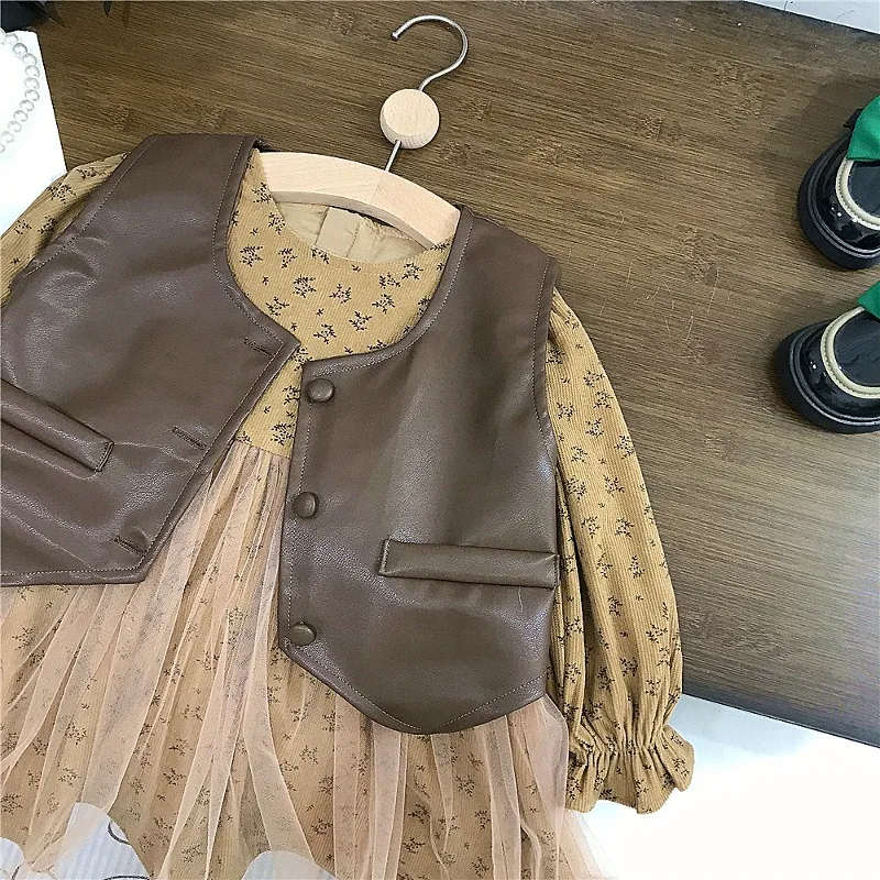 フラワーワンピースレザーベストセット