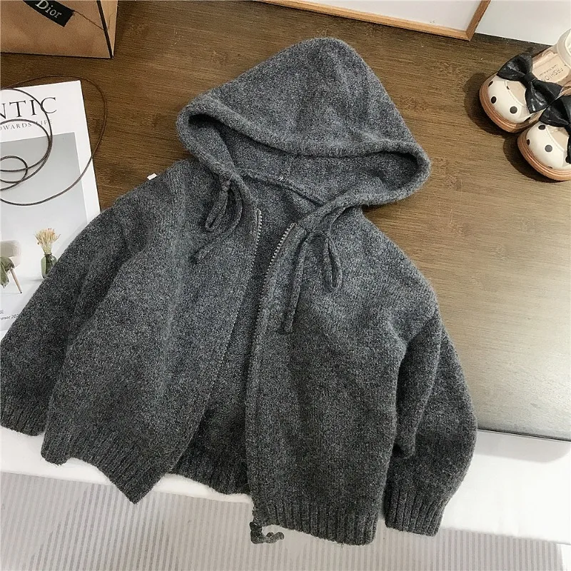 フェアリージップアップニットフードカーディガン