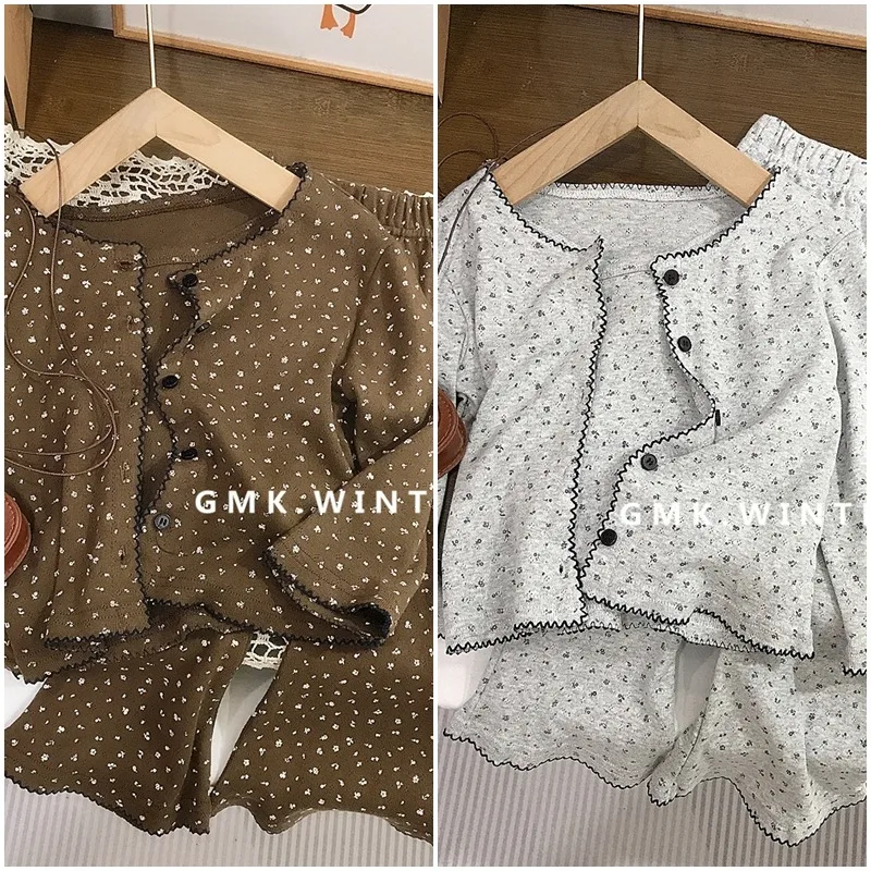 ミニフラワー小花柄カーディガン上下セット