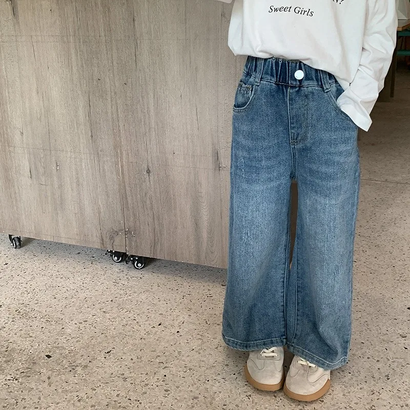 【KID】ウォッシュ加工ストレートデニムウエストゴムパンツ