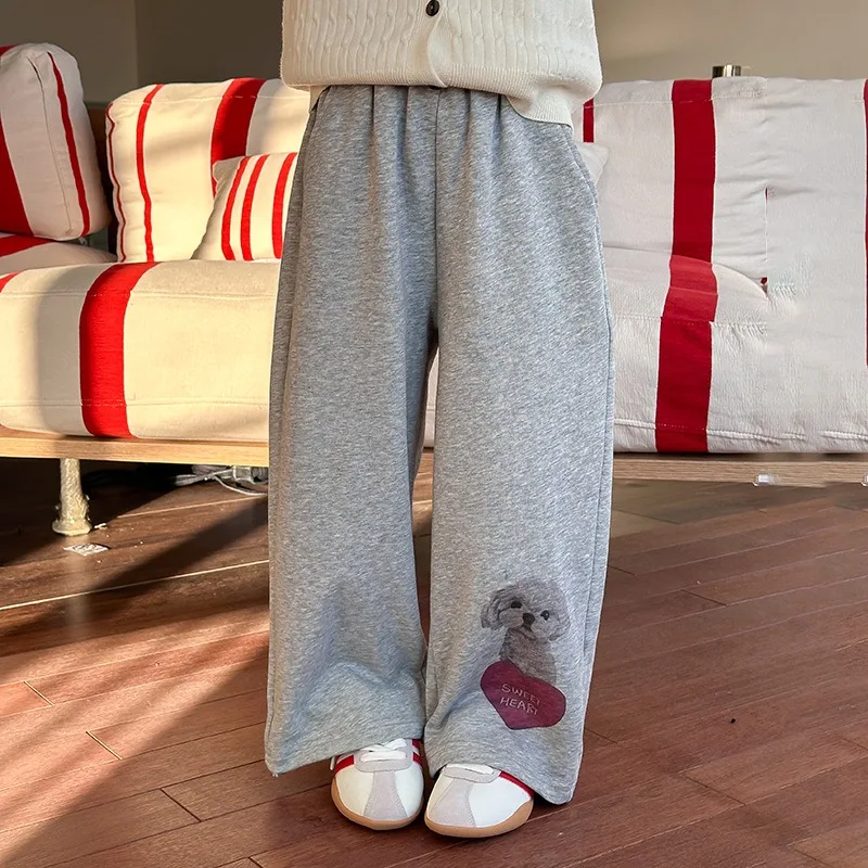 ハートパピープリントワイドスウェットパンツ