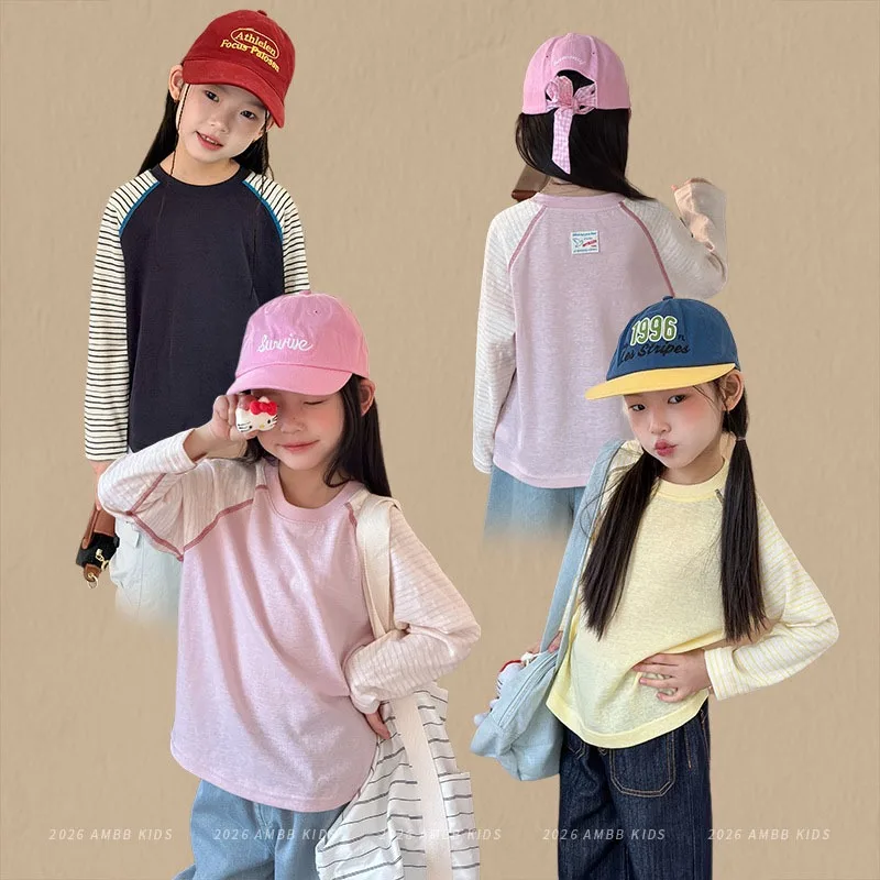 バイカラーストライプラグラン長袖Tシャツ