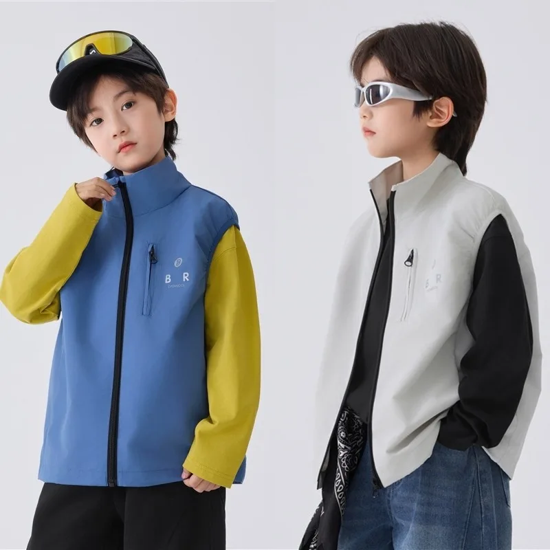 【KID】BRロゴハイネックジップアップベスト