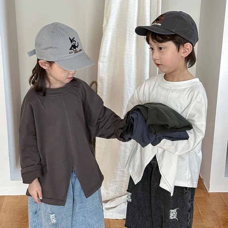 シンプルセンターシームスリット長袖Tシャツ