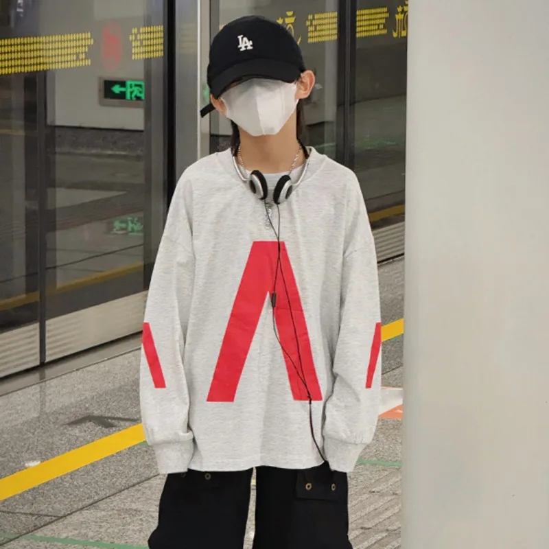 フロントビッグAロゴプリント長袖Tシャツ