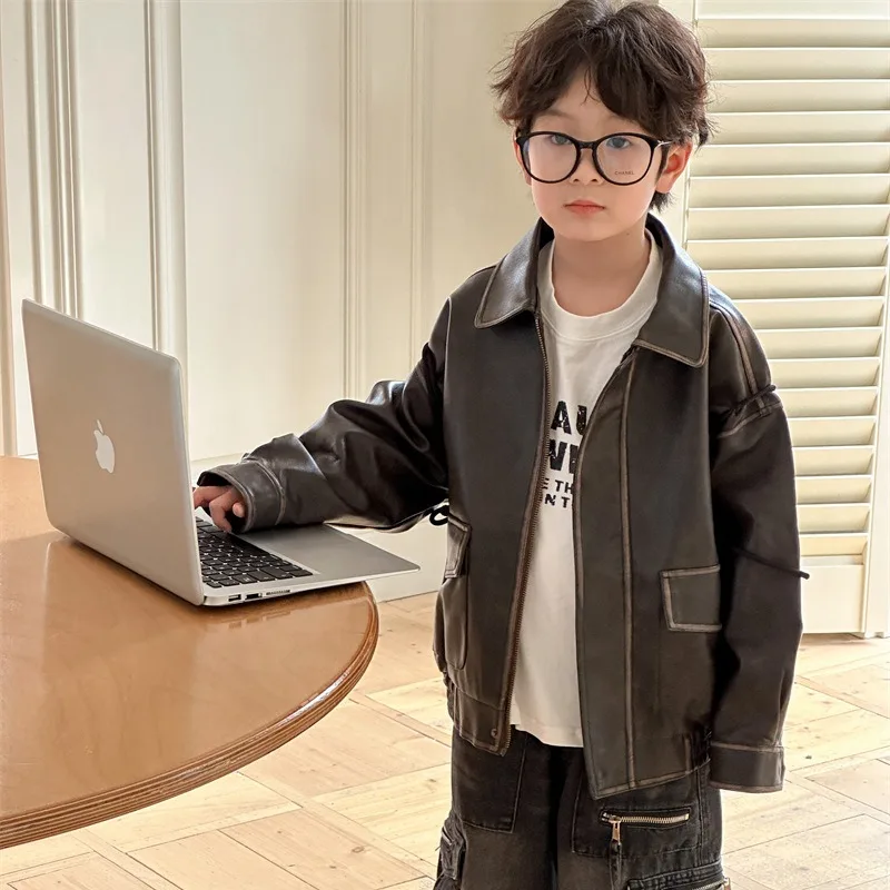 【KID】ヴィンテージ風レザージャケットライダースアウター