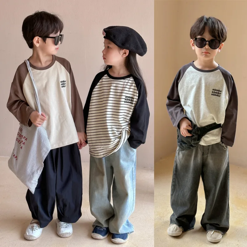 英字ロゴ刺繍配色ラグラン長袖Tシャツ