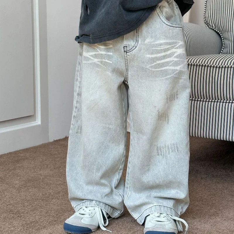 ウェーブワイドデニムストレートパンツ