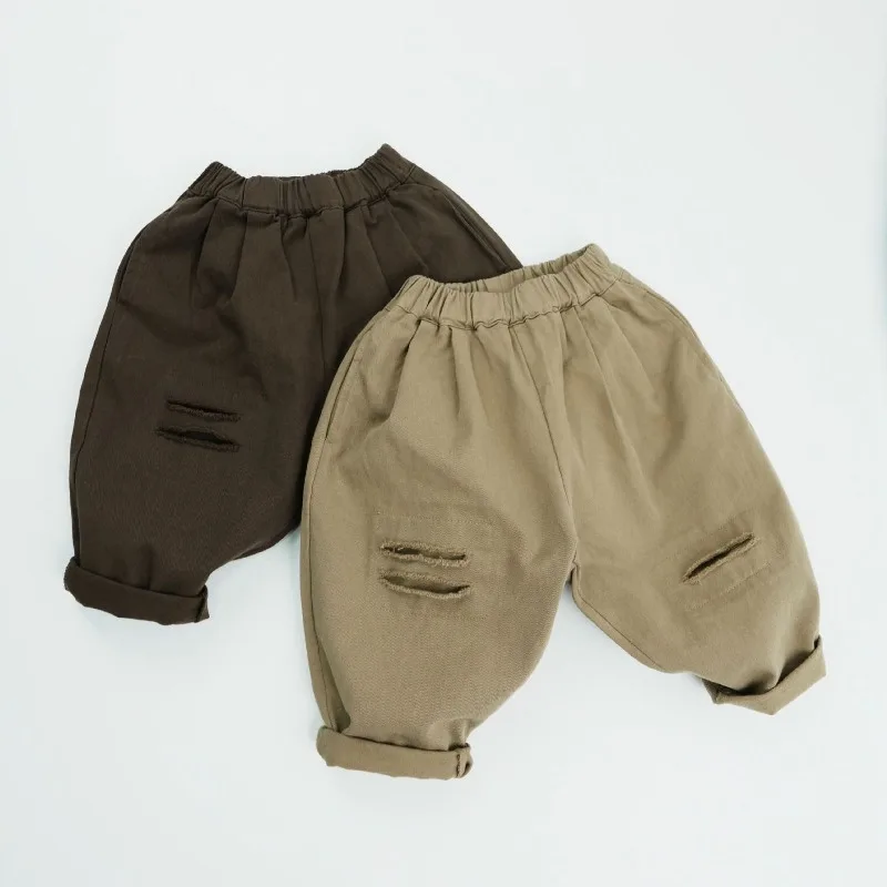 ダメージ加工コットンテーパードパンツ