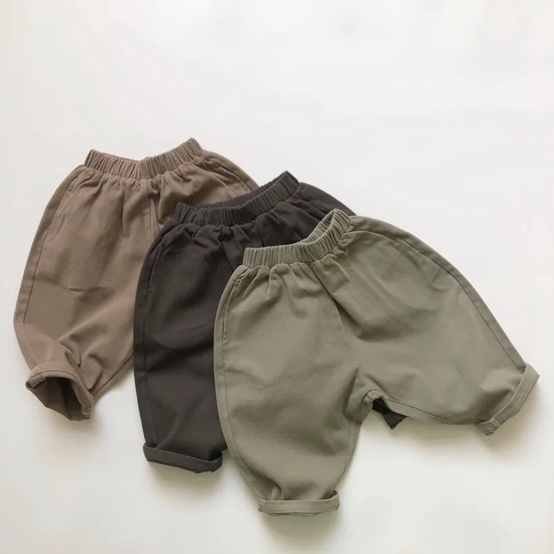 【KID】ポケット付ウエストゴムコットンロングパンツ