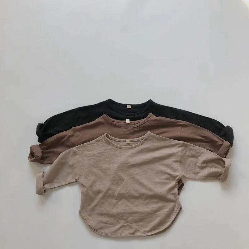 【KID】スラブコットンクルーネック長袖Tシャツ