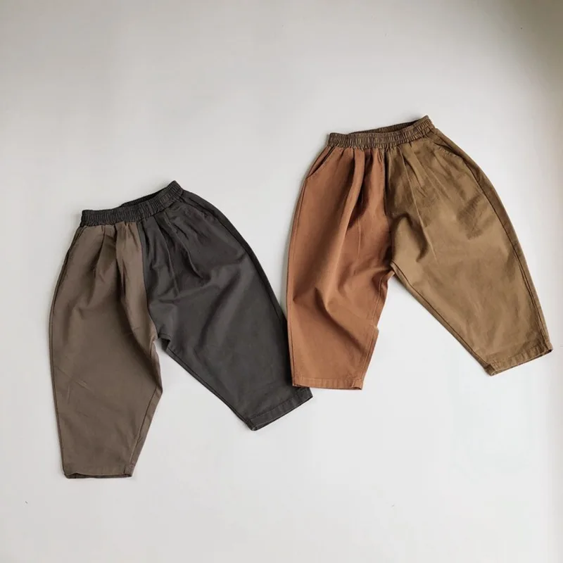 バイカラー配色切替ルーズテーパードパンツ
