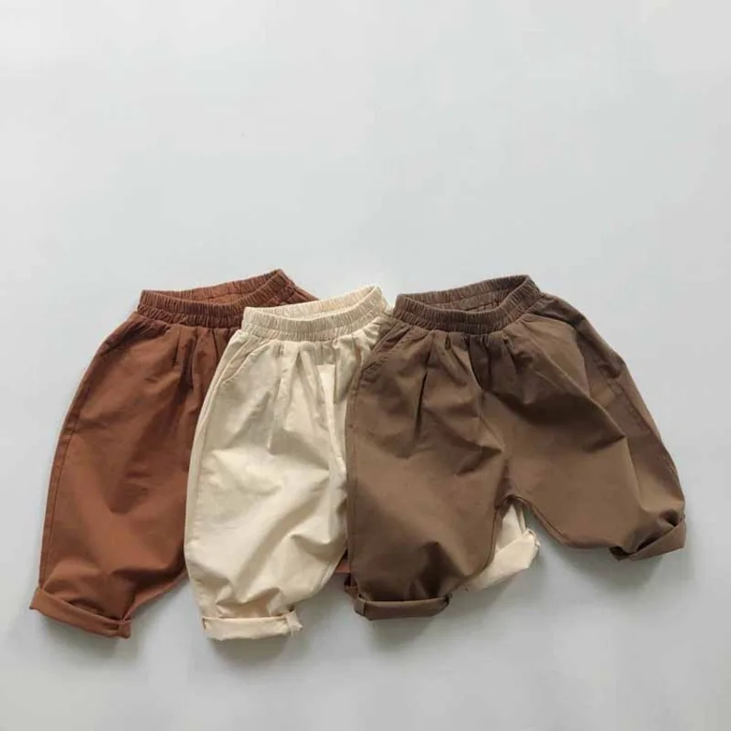 【KID】カジュアルコットンワイドウエストゴムサルエルパンツ