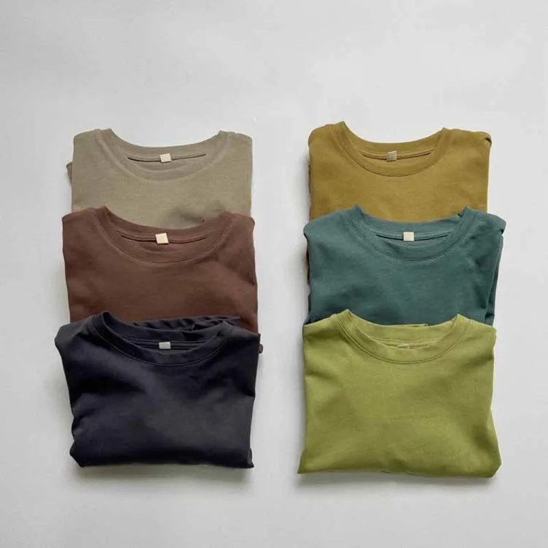 【KID】ニュアンスカラーコットンベーシック長袖Tシャツ