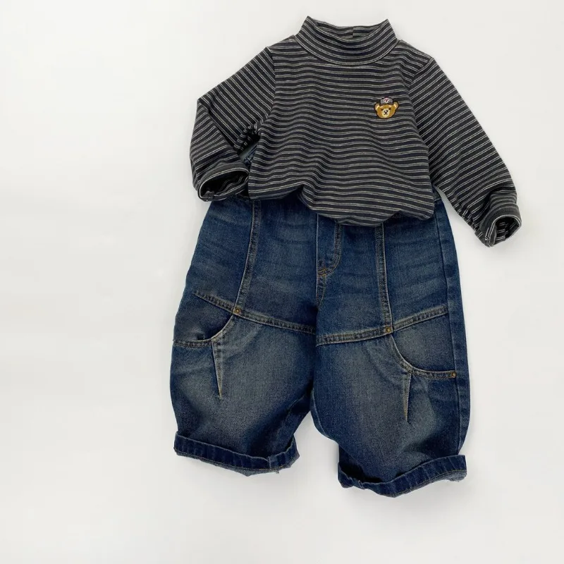レトロカジュアルラウンドシルエットデニムパンツ