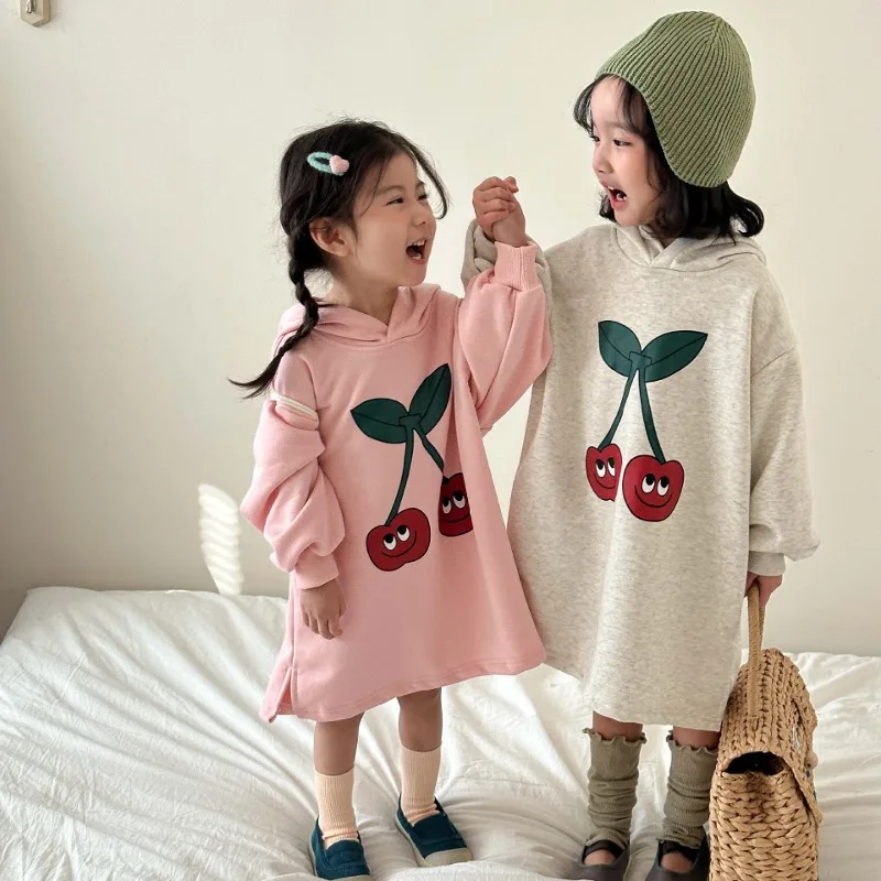スマイルチェリープリントパーカーワンピース