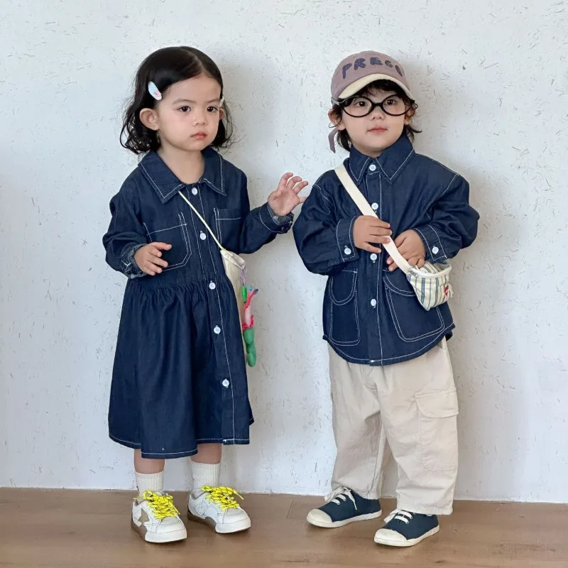 ステッチデニムシャツ／デニムワンピース