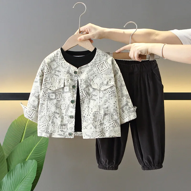 ジャガードジャケットTシャツロングパンツ3点セット