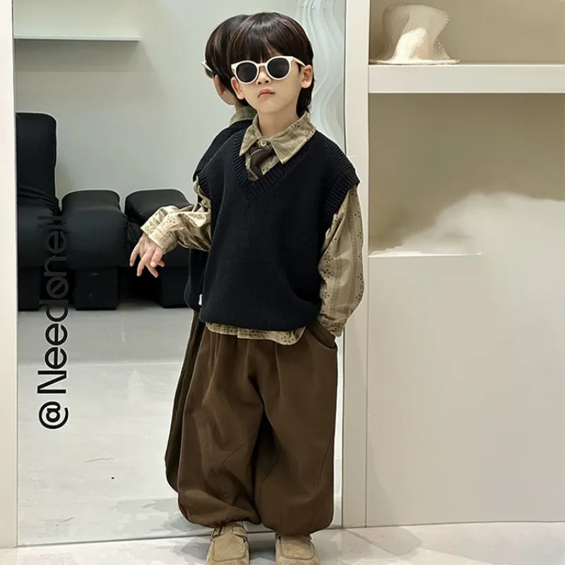 ニットベストシャツロングパンツ3点セット