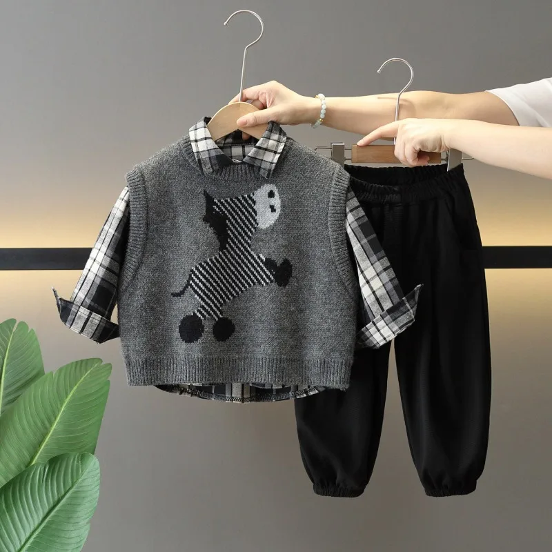 ホースベストチェックシャツロングパンツ3点セット