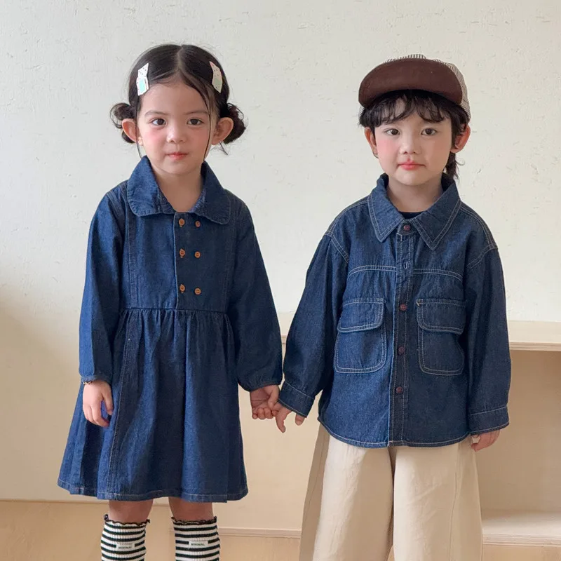 長袖デニムワンピース／デニムシャツ